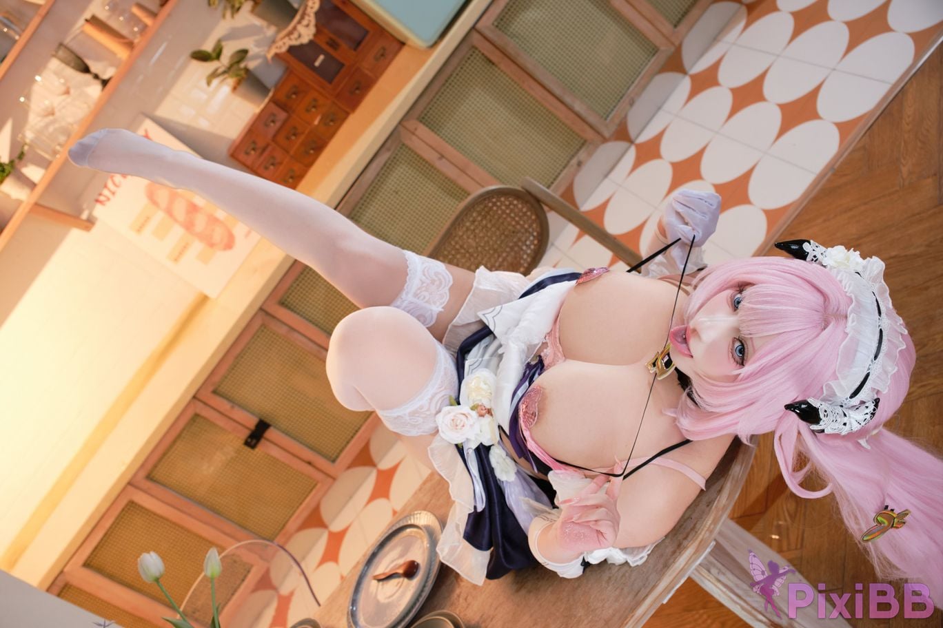 Cosplayer walnut cat Kurumineko Honkai Impact 3 Alicia maid PixiBB.COM 068
