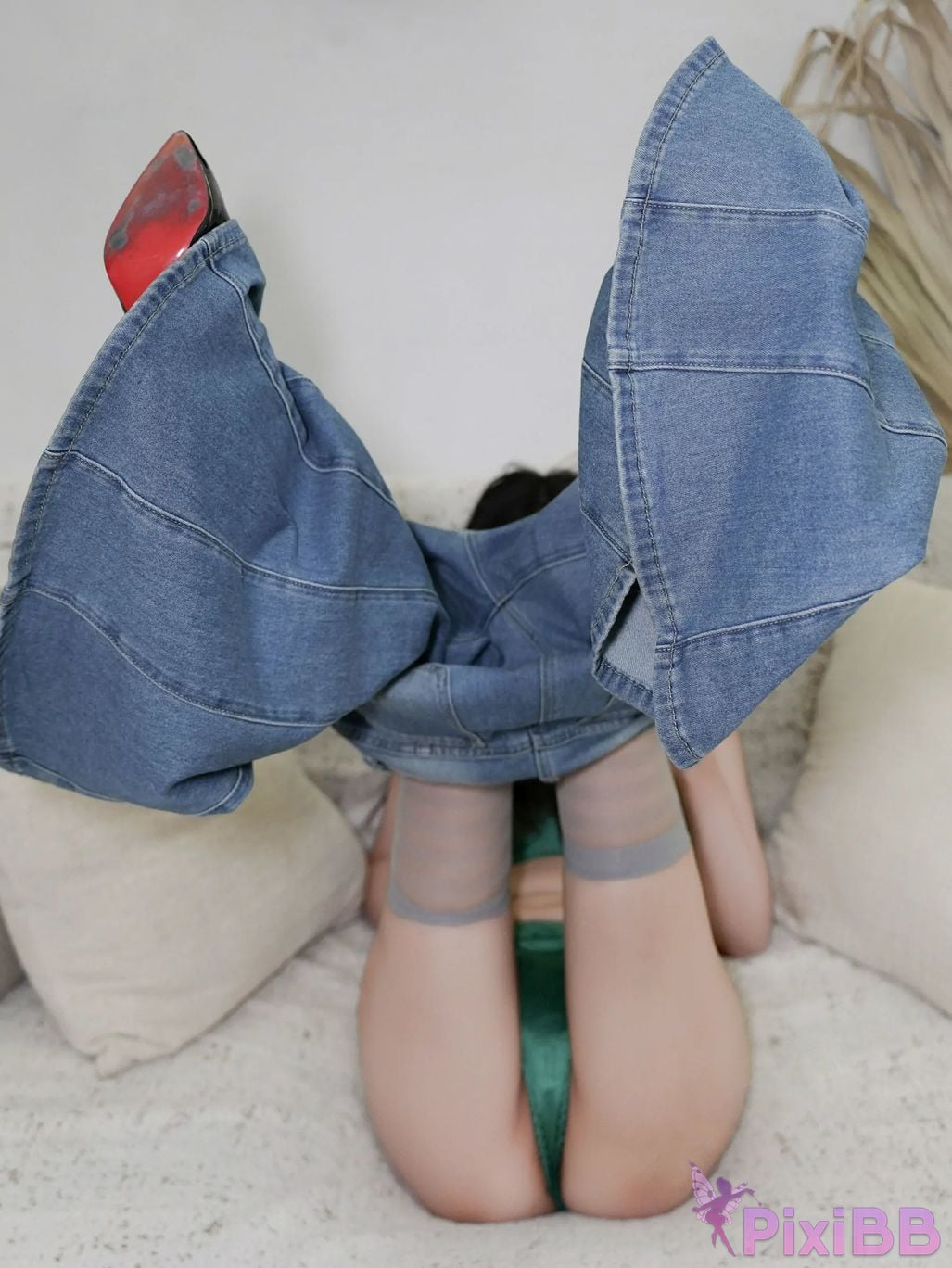 No watermark for in app purchases Yuan green denim PixiBB.COM 026