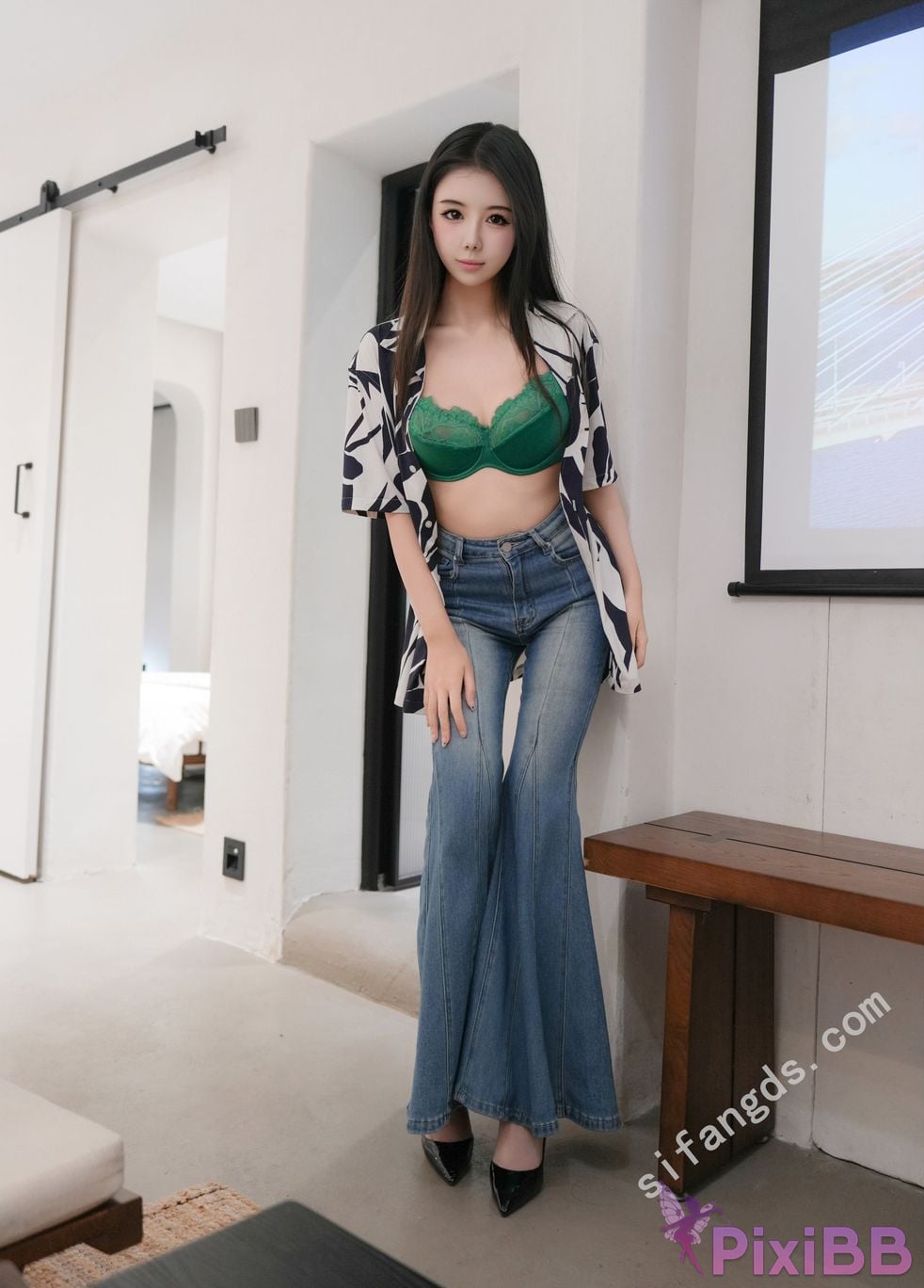 XR Uncensored Yuan R18 XIUREN Model Gray silk in jeans PixiBB.COM 006