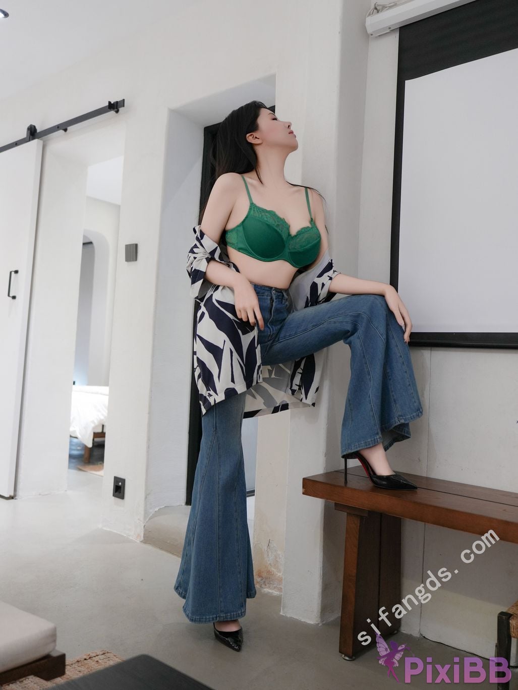 XR Uncensored Yuan R18 XIUREN Model Gray silk in jeans PixiBB.COM 008