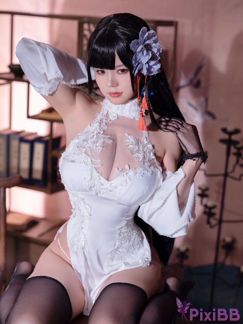 Cosplay Okura Chiyo w Azur Blue Route Yixian Cheongsam Change PixiBB.COM 019