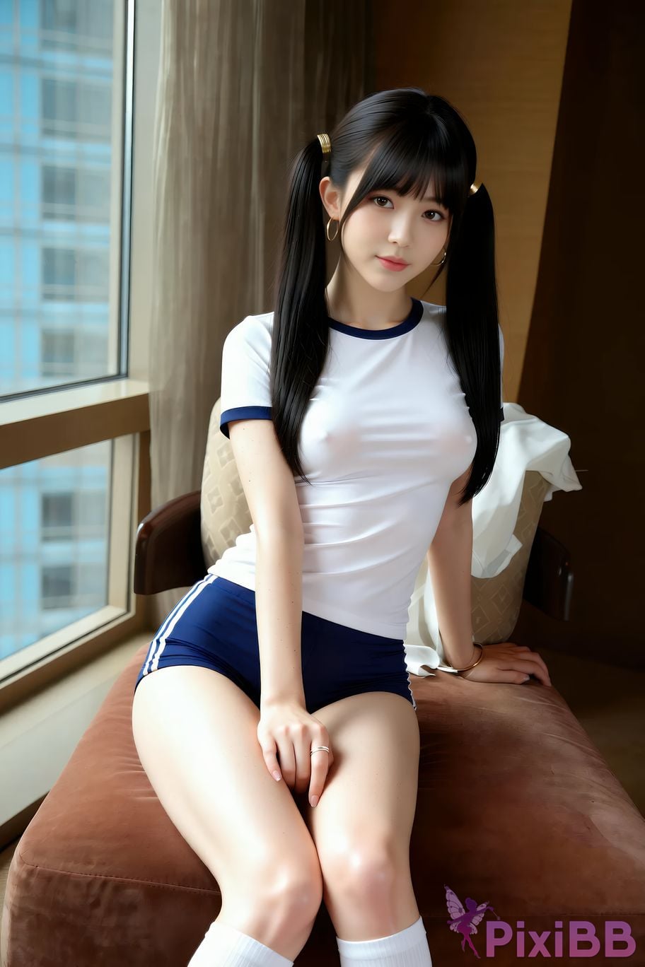 AIGirl pomelo sasa white T sports shorts PixiBB.COM 054