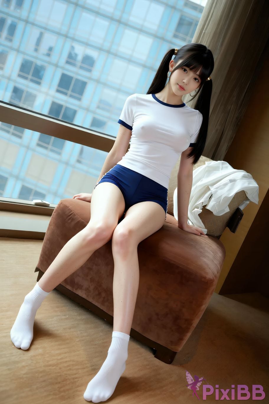 AIGirl pomelo sasa white T sports shorts PixiBB.COM 055