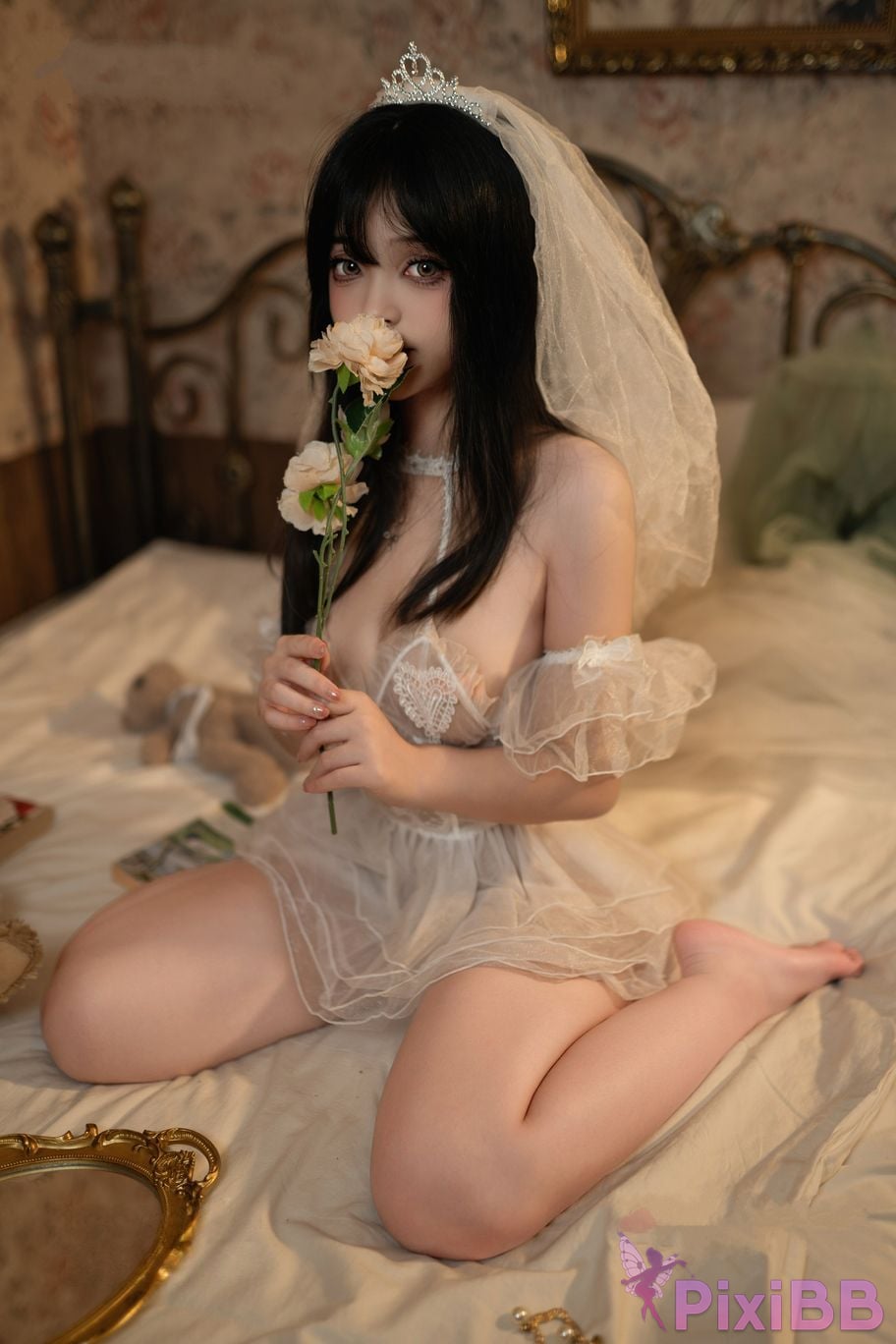 Cosplayer Bangni Bonnie white flower wedding PixiBB.COM 001