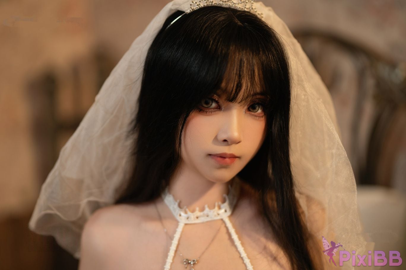 Cosplayer Bangni Bonnie white flower wedding PixiBB.COM 045
