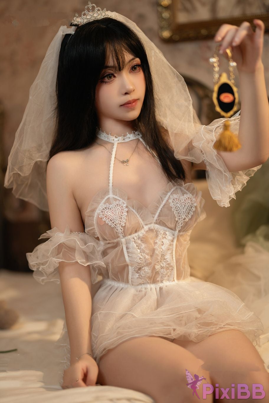 Cosplayer Bangni Bonnie white flower wedding PixiBB.COM 056