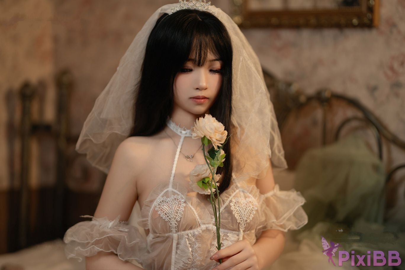 Cosplayer Bangni Bonnie white flower wedding PixiBB.COM 060