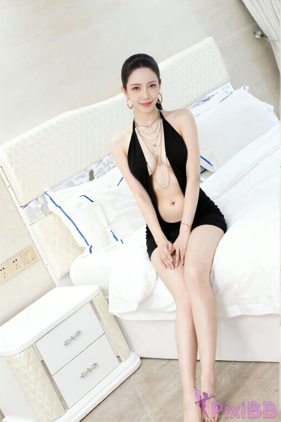 AIGirl Leyao Deep V skirt PixiBB.COM 048