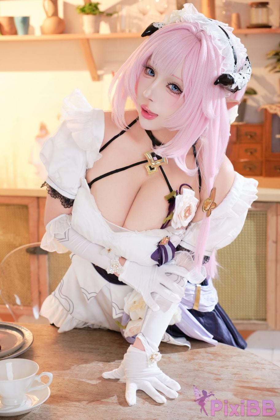 Cosplayer walnut meow Honkai Impact 3 Alicia maid PixiBB.COM 038