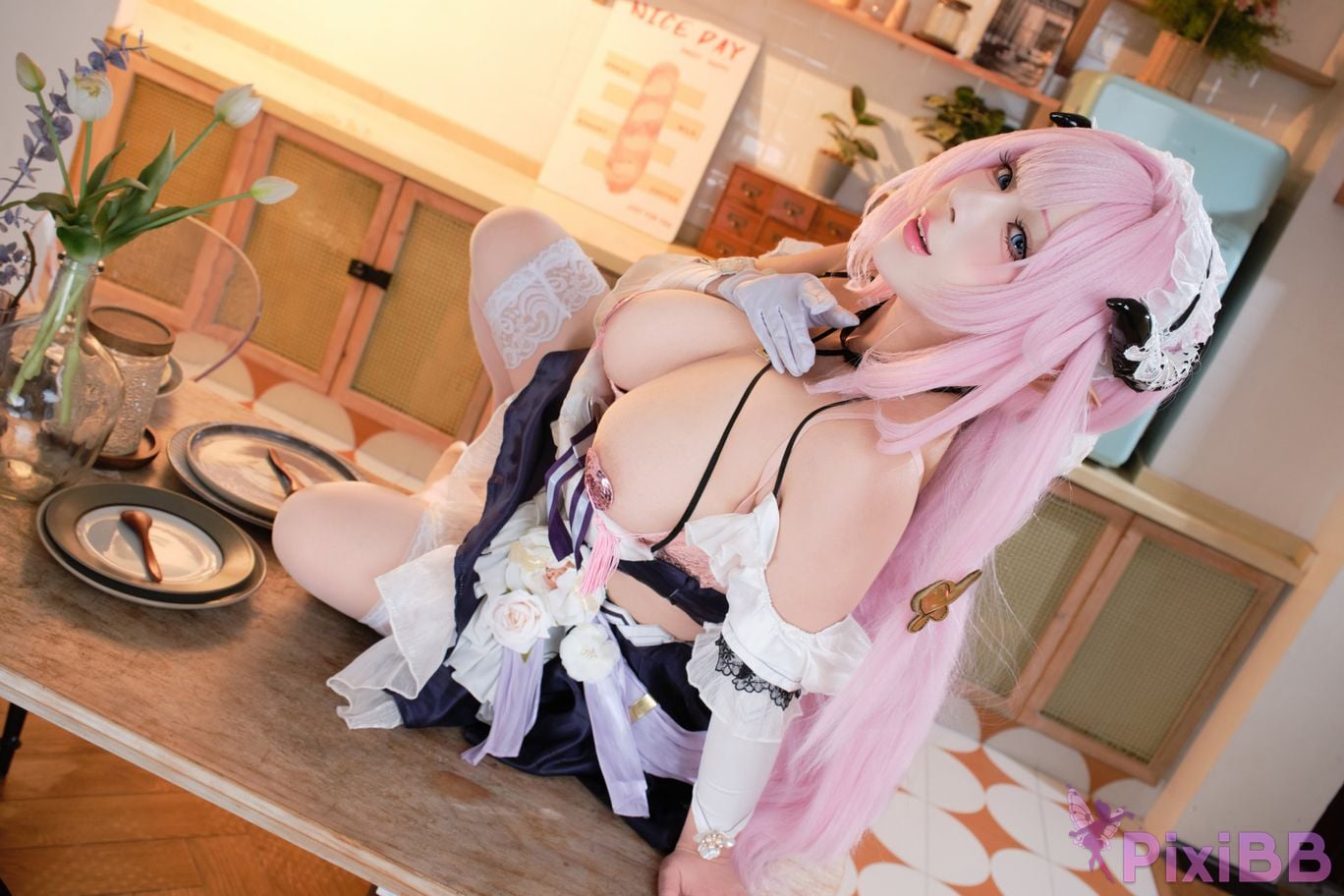 Cosplayer walnut meow Honkai Impact 3 Alicia maid PixiBB.COM 094