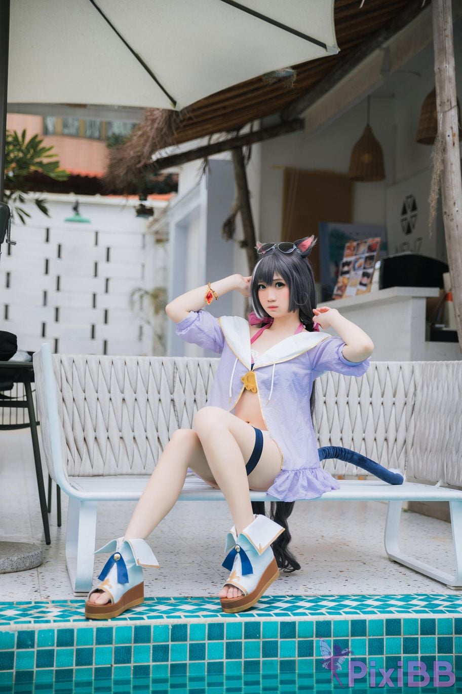 Cosplayer Braised carbon Princess Connect Kailu swimsuit PixiBB.COM 008