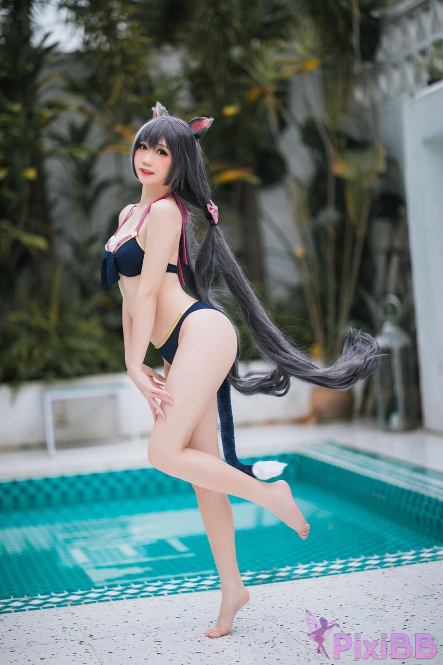 Cosplayer Braised carbon Princess Connect Kailu swimsuit PixiBB.COM 009