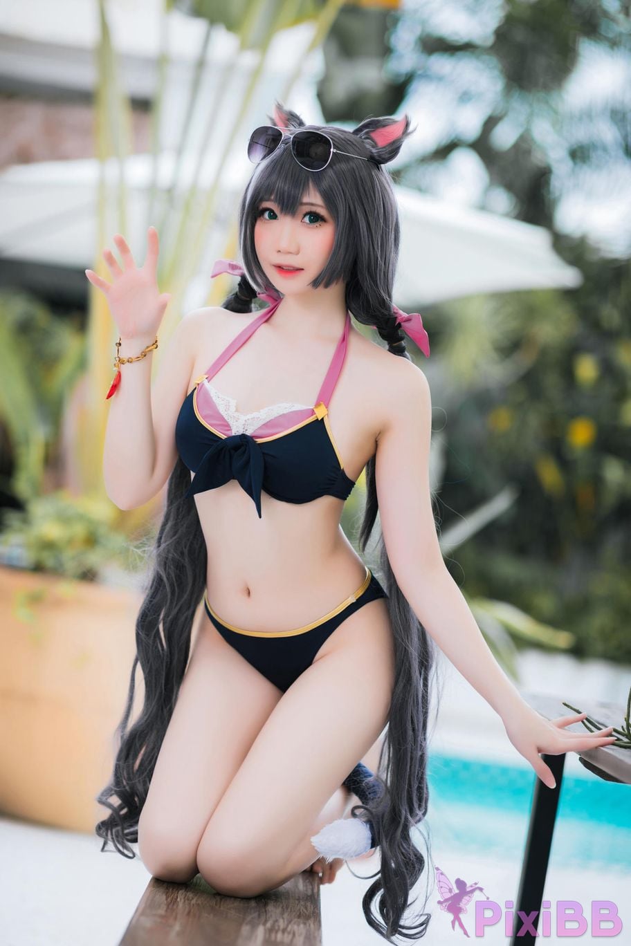 Cosplayer Braised carbon Princess Connect Kailu swimsuit PixiBB.COM 014