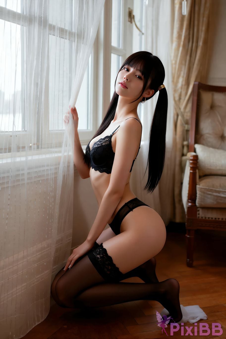 AIGirl pomelo sasa black silk underwear PixiBB.COM 043