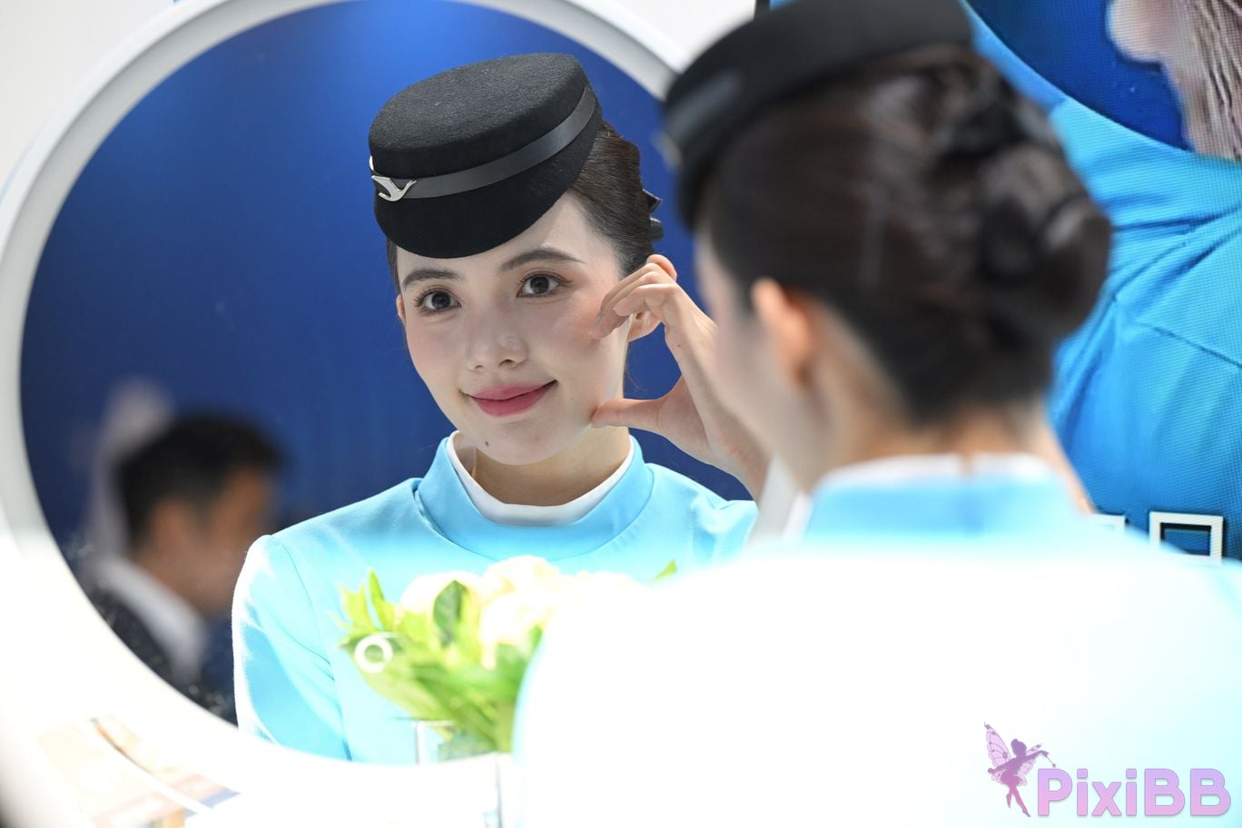 Featured Street Photography Works No.5534 sky blue uniform black silk PixiBB.COM 048
