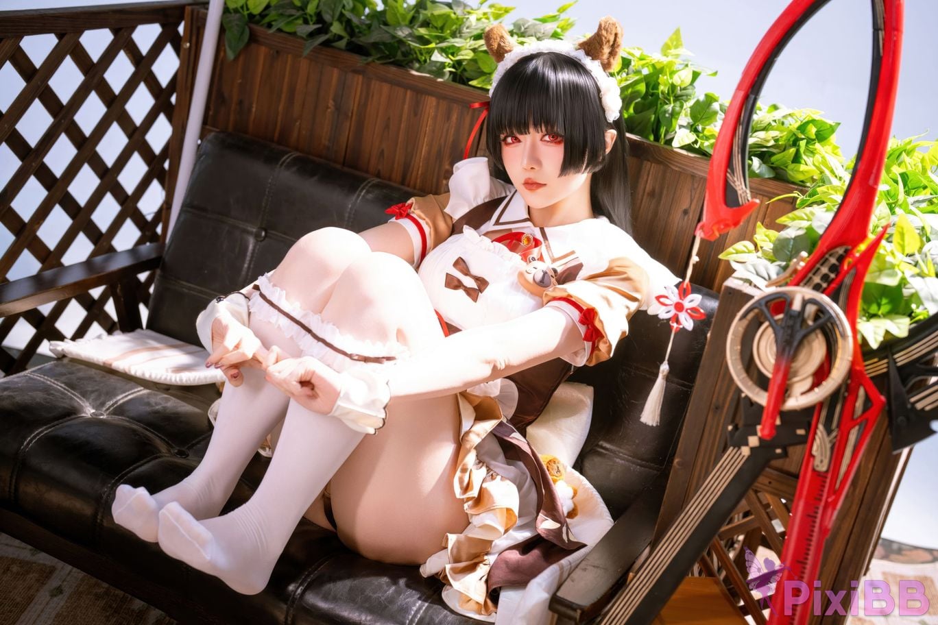 Cosplayer The star is late Hoshilily 2026 Year 04 monthly plan Ming Chao Chisaki Linked coffee maid PixiBB.COM 005