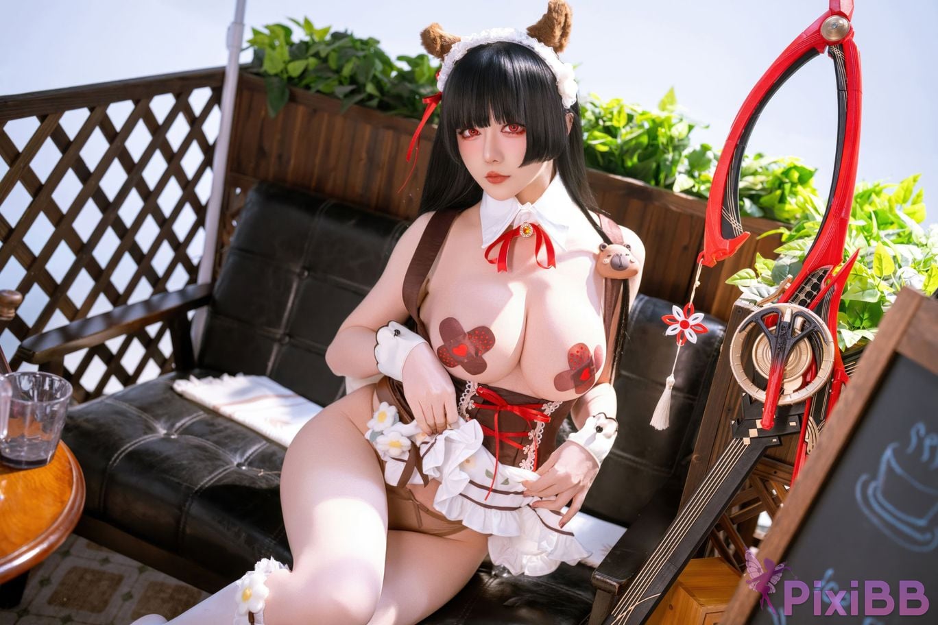 Cosplayer The star is late Hoshilily 2026 Year 04 monthly plan Ming Chao Chisaki Linked coffee maid PixiBB.COM 020