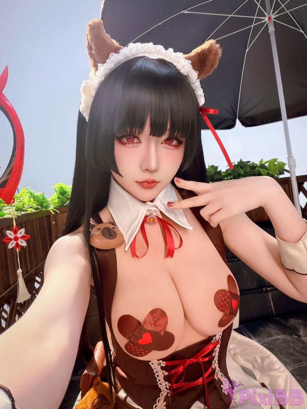 Cosplayer The star is late Hoshilily 2026 Year 04 monthly plan Ming Chao Chisaki Linked coffee maid PixiBB.COM 042