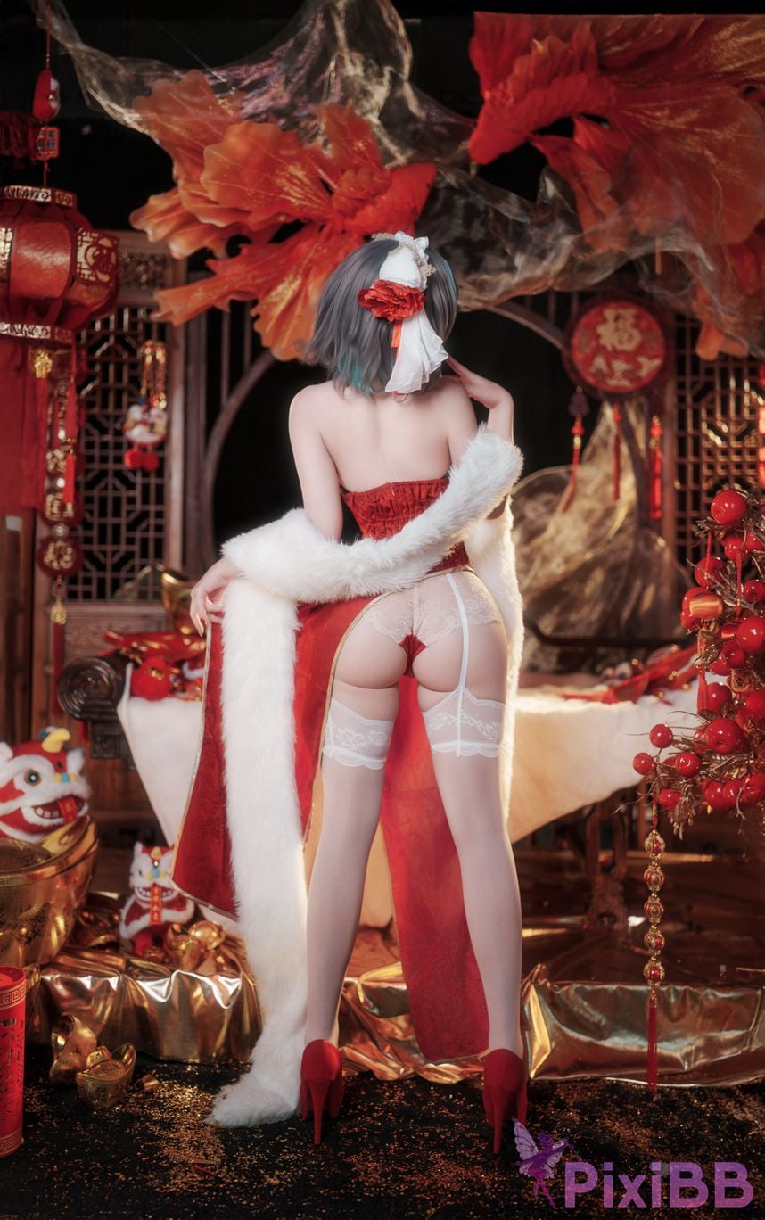 Cosplayer Bangni Bonnie azur lane Cheshire New Year Cheongsam PixiBB.COM 002