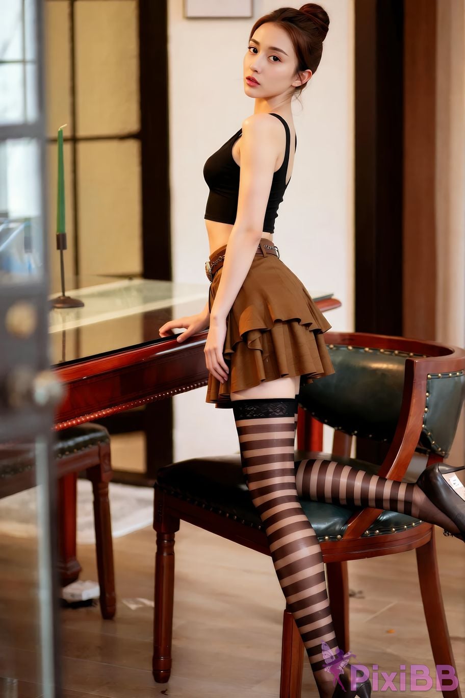 AIGirl Ming Zi striped fishnet stockings PixiBB.COM 014