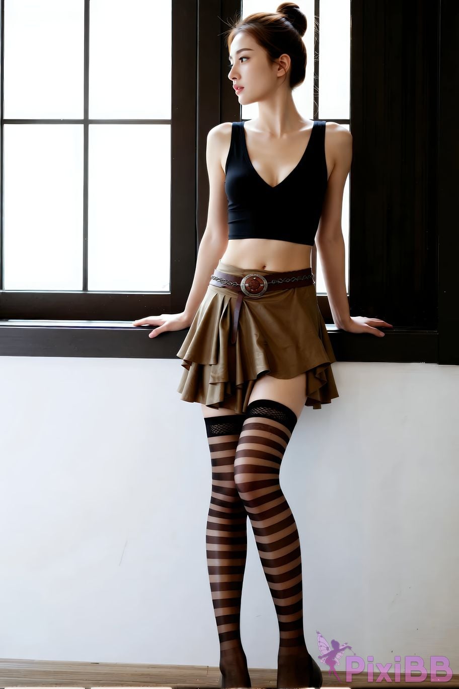 AIGirl Ming Zi striped fishnet stockings PixiBB.COM 021