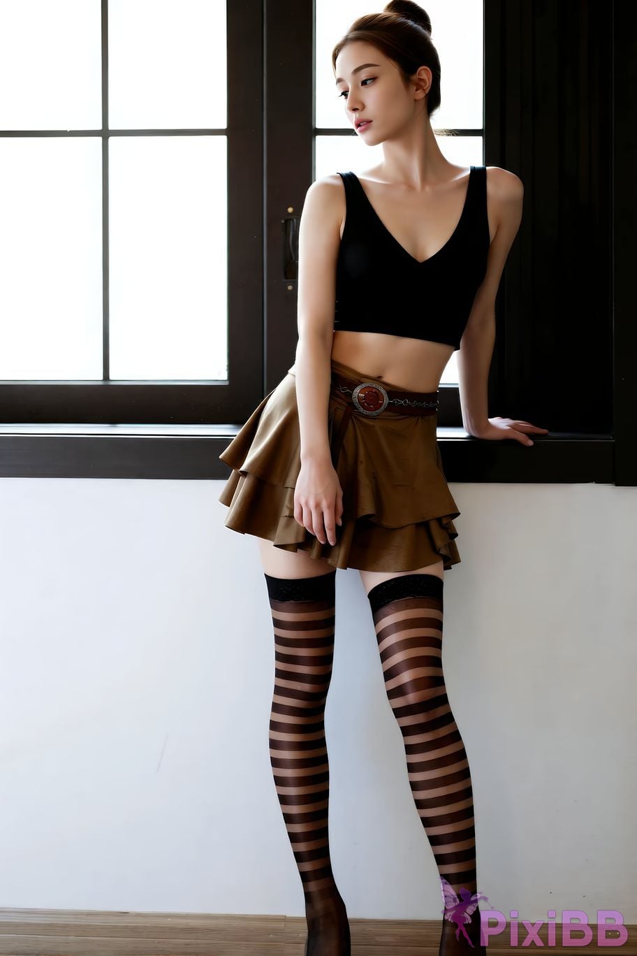 AIGirl Ming Zi striped fishnet stockings PixiBB.COM 027
