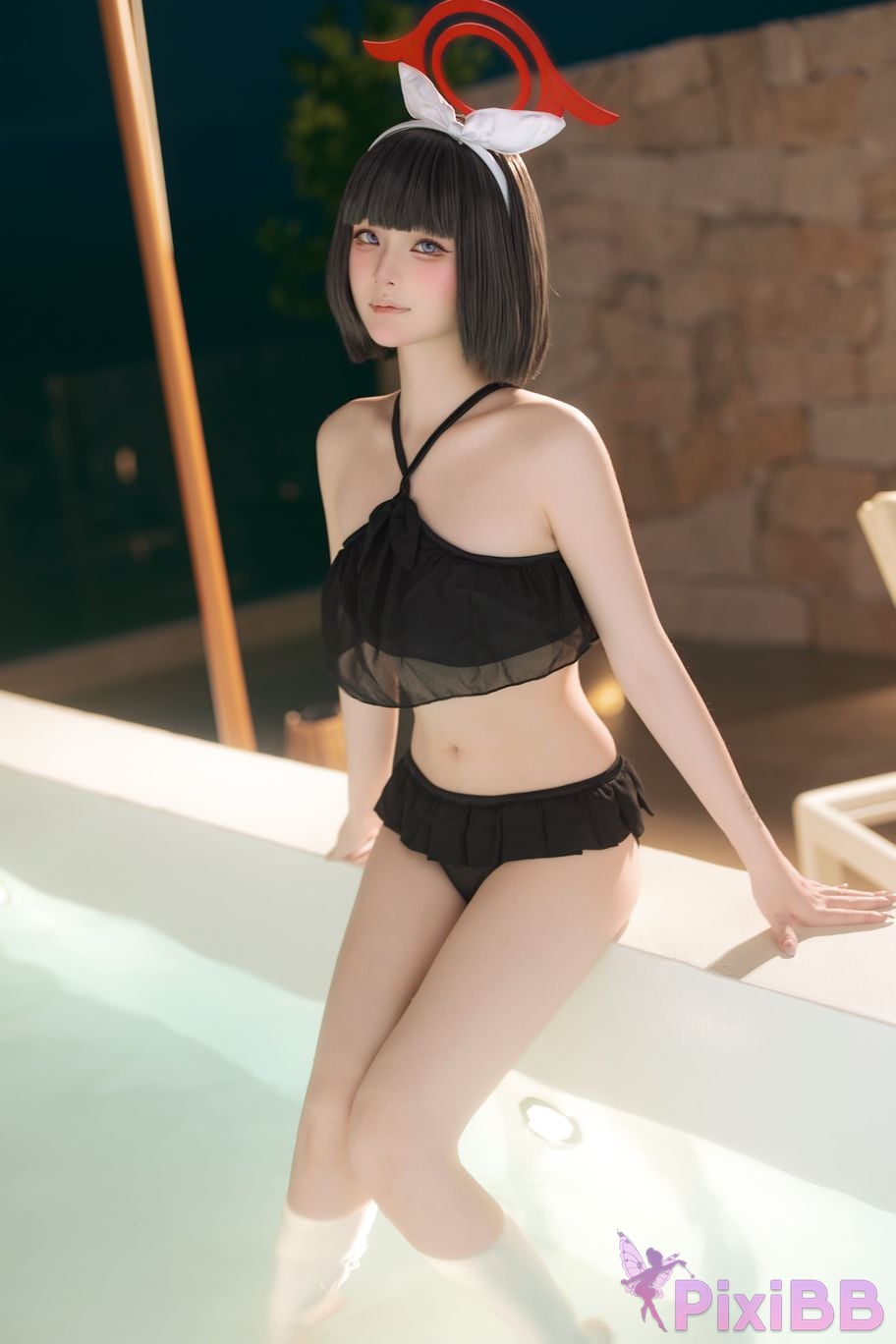 Cosplayer Island fish Blue Archive Jingshan pure white swimsuit PixiBB.COM 021