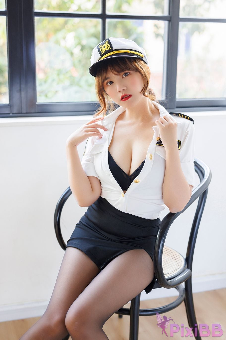 No watermark for in app purchases Zhang Si Yun Siyun XIUREN model policewoman black stockings PixiBB.COM 016