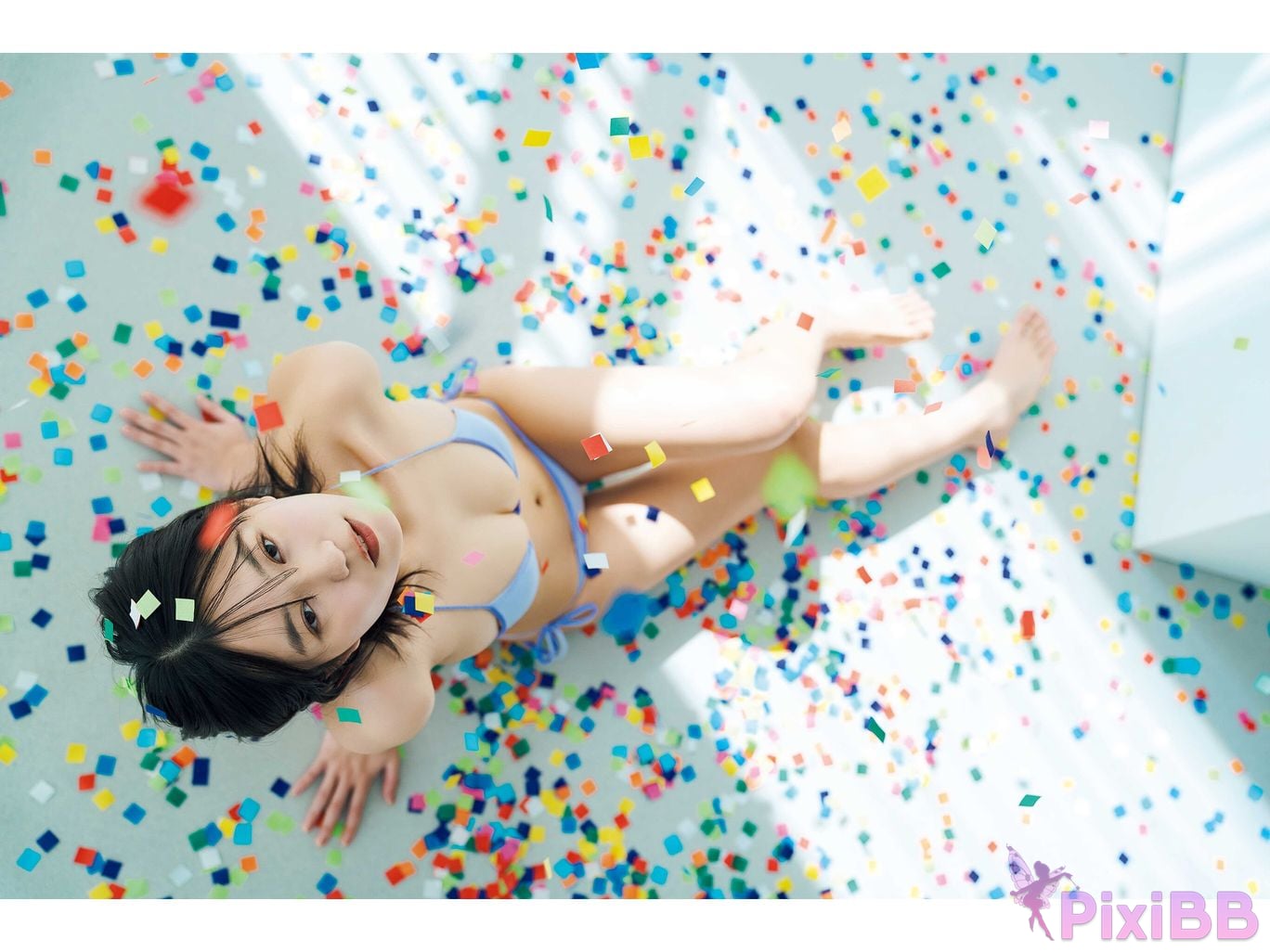 Japanese Idol Sayuri Date rainbow colored shower PARADE digital photo book PixiBB.COM 044
