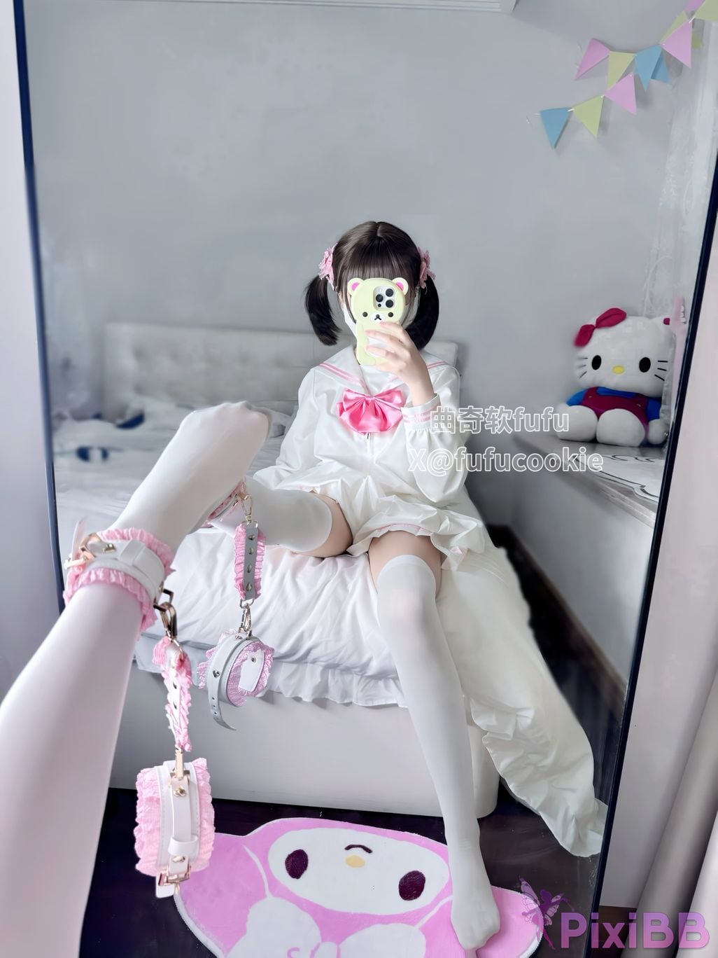Cosplayer Cookie soft fufu white silk jk loli PixiBB.COM 015