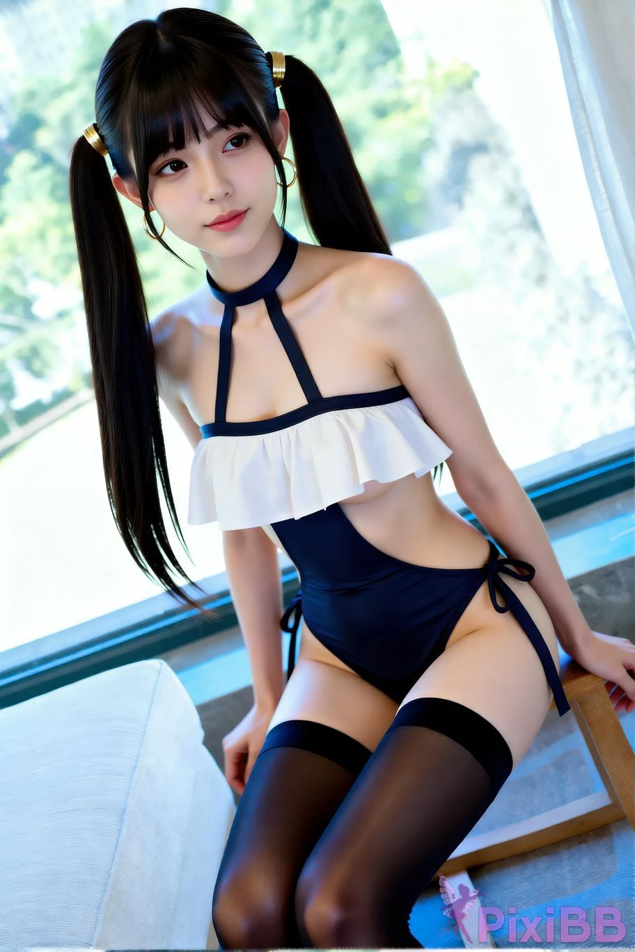 AIGirl pomelo sasa Black silk stockings PixiBB.COM 039