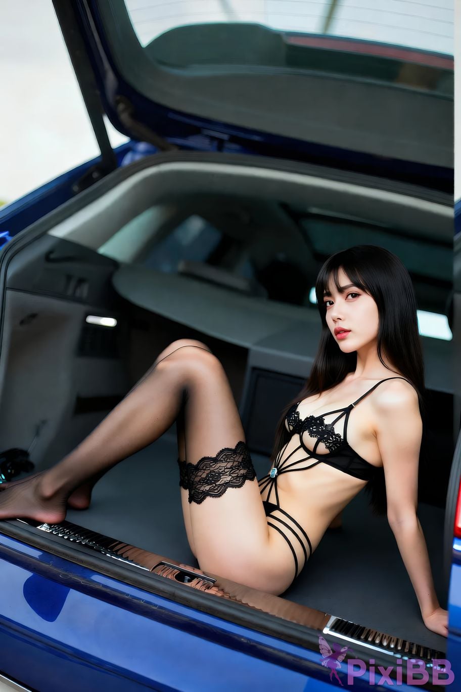 AIGirl Ming Zi Black stockings in the car PixiBB.COM 004