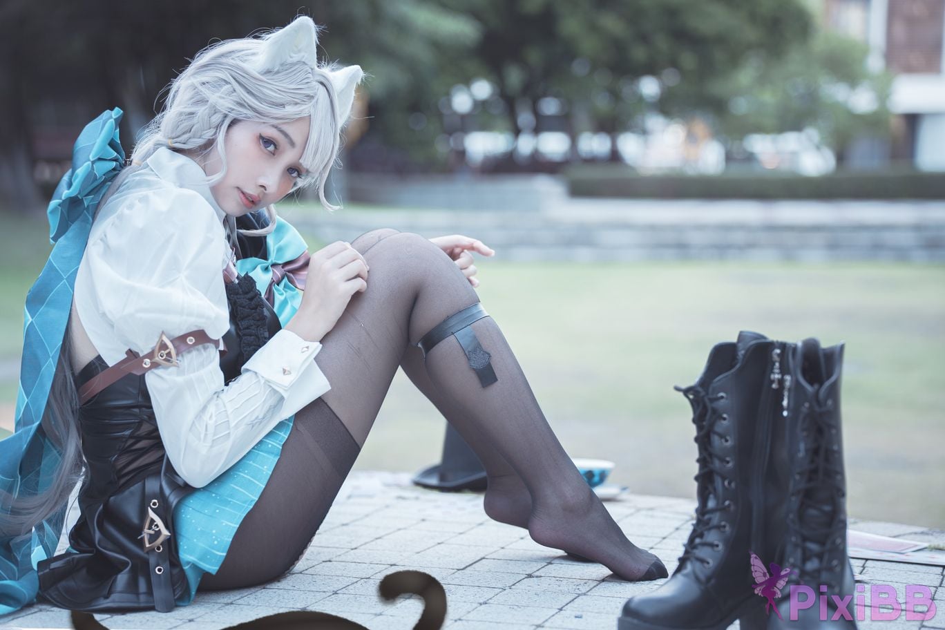 Cosplay Mu Momo Genshin Lin Ni Te De Se Qing Mo Shu outdoor PixiBB.COM 001