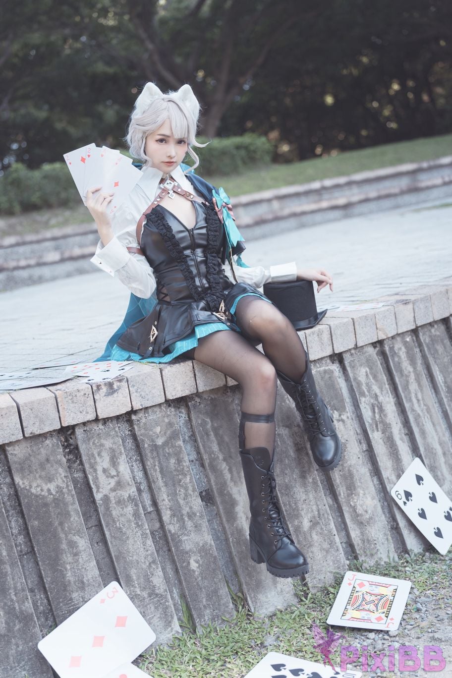 Cosplay Mu Momo Genshin Lin Ni Te De Se Qing Mo Shu outdoor PixiBB.COM 004