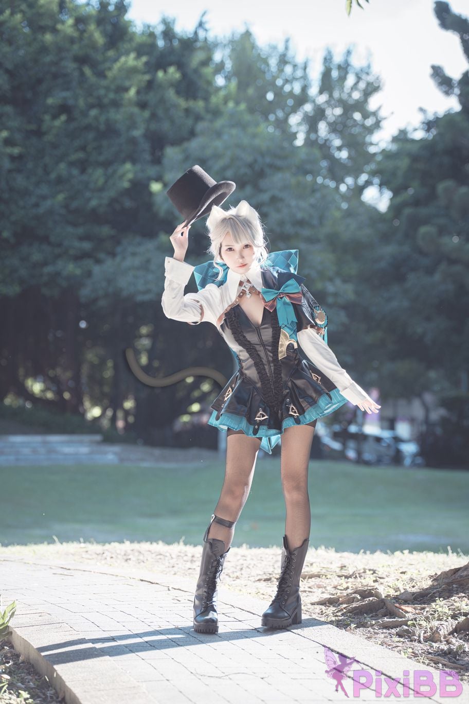 Cosplay Mu Momo Genshin Lin Ni Te De Se Qing Mo Shu outdoor PixiBB.COM 012