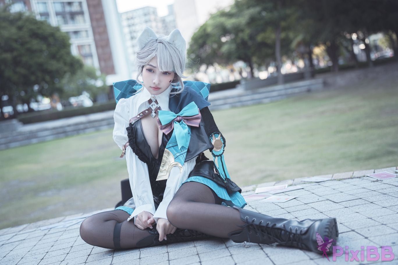 Cosplay Mu Momo Genshin Lin Ni Te De Se Qing Mo Shu outdoor PixiBB.COM 021