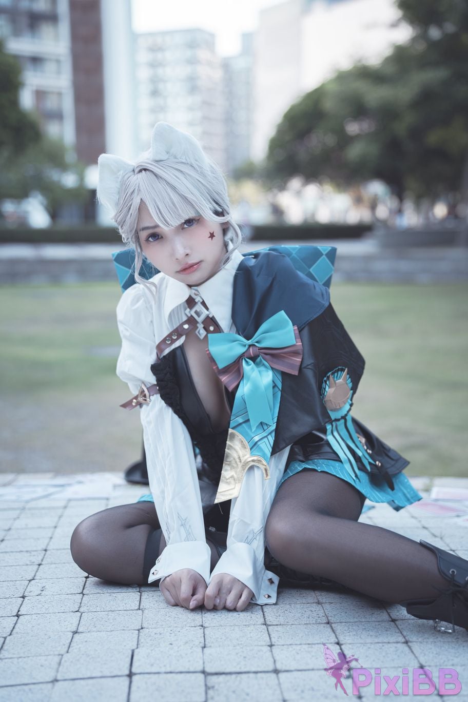 Cosplay Mu Momo Genshin Lin Ni Te De Se Qing Mo Shu outdoor PixiBB.COM 022