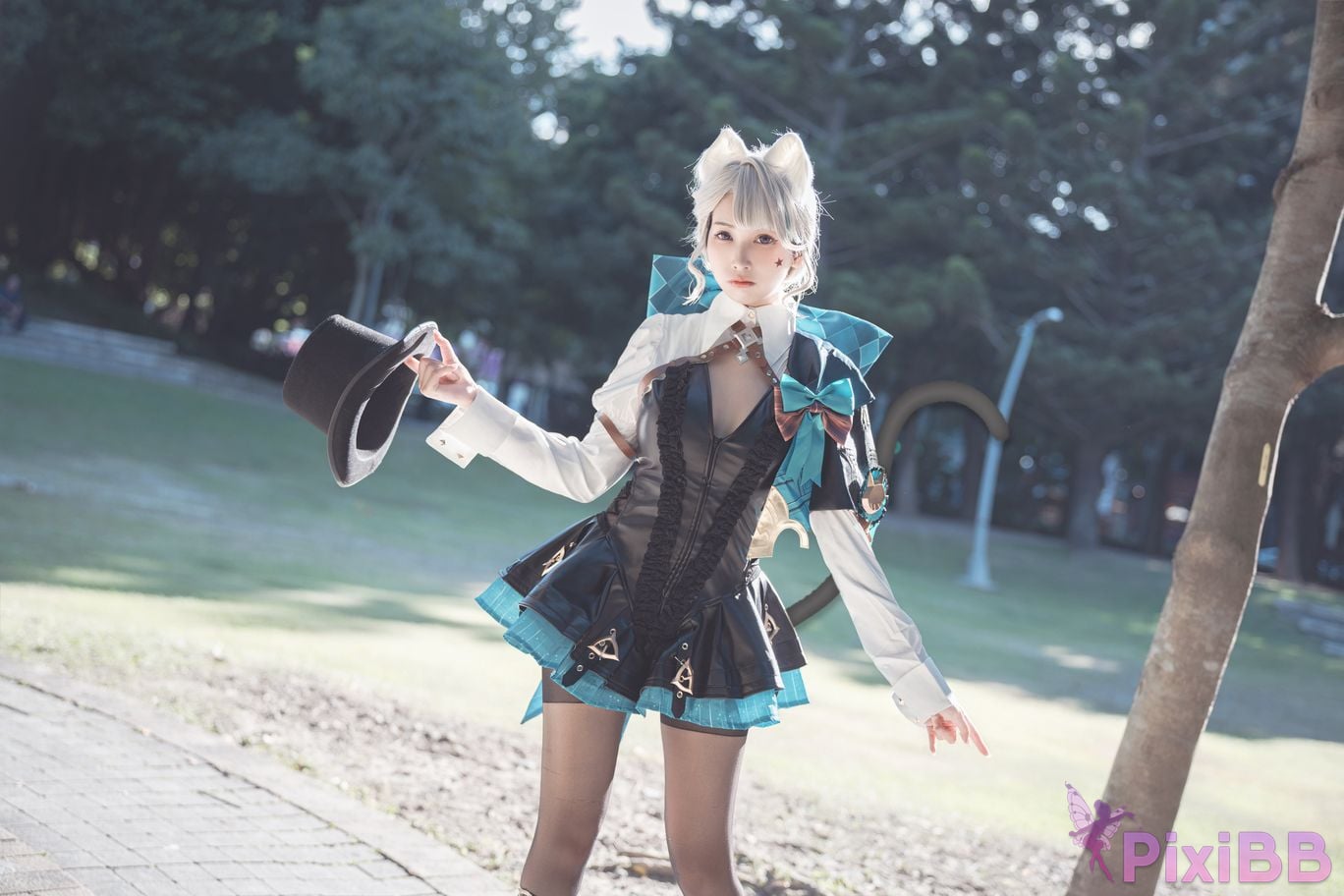Cosplay Mu Momo Genshin Lin Ni Te De Se Qing Mo Shu outdoor PixiBB.COM 023