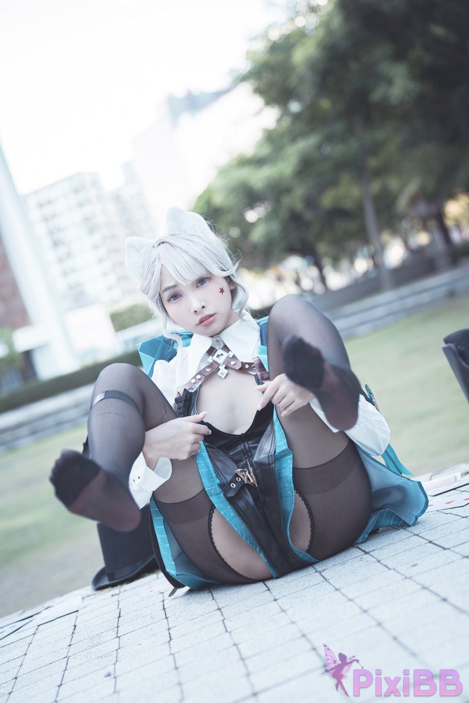 Cosplay Mu Momo Genshin Lin Ni Te De Se Qing Mo Shu outdoor PixiBB.COM 024