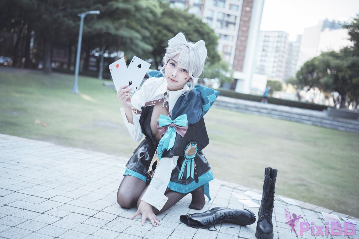 Cosplay Mu Momo Genshin Lin Ni Te De Se Qing Mo Shu outdoor PixiBB.COM 027