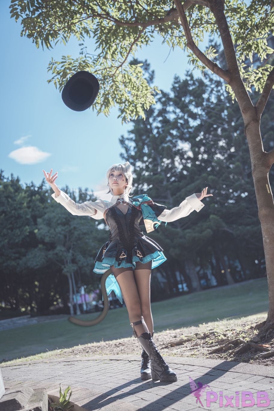 Cosplay Mu Momo Genshin Lin Ni Te De Se Qing Mo Shu outdoor PixiBB.COM 030