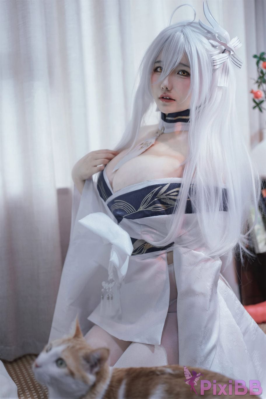 Cosplayer Ah Ban is very happy today azur lane Bai Feng kimono PixiBB.COM 012