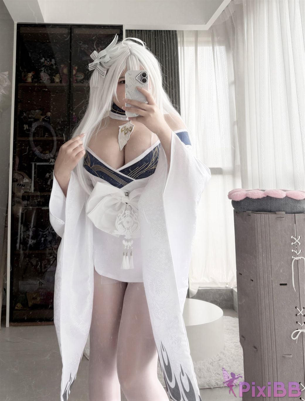 Cosplayer Ah Ban is very happy today azur lane Bai Feng kimono PixiBB.COM 040