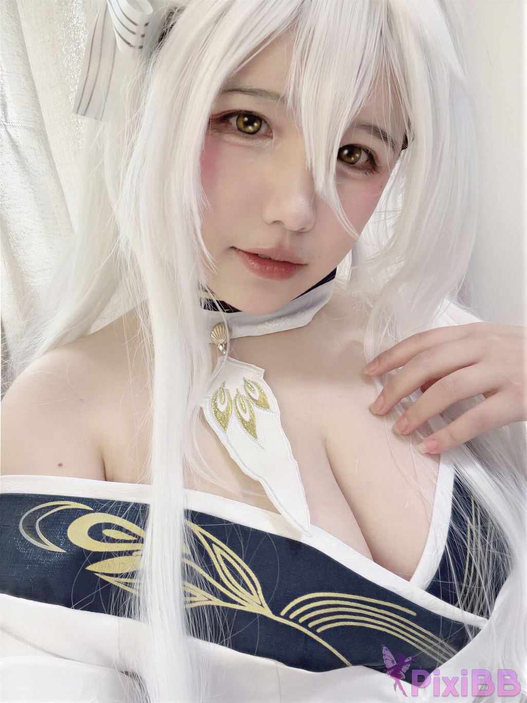 Cosplayer Ah Ban is very happy today azur lane Bai Feng kimono PixiBB.COM 049