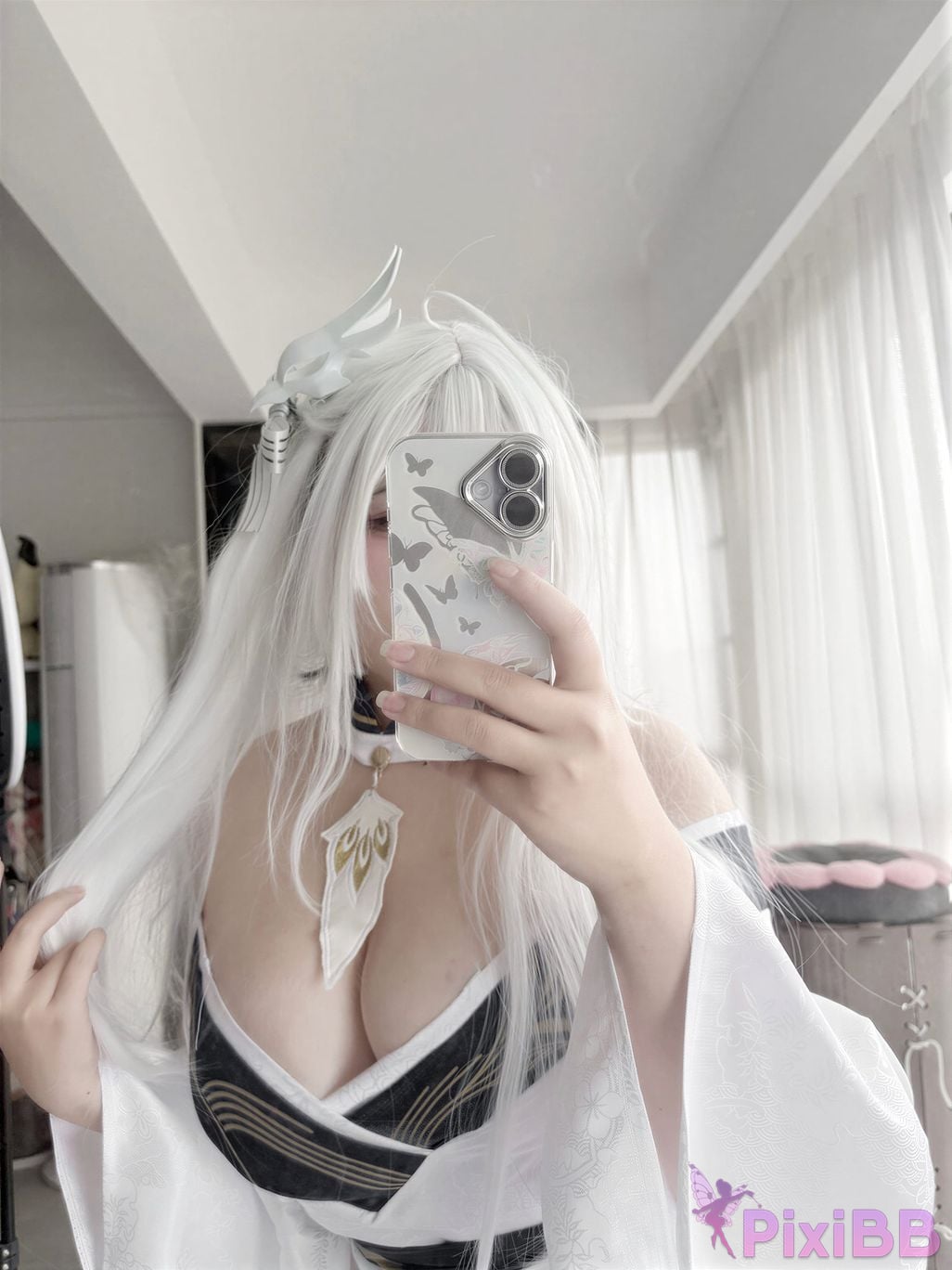Cosplayer Ah Ban is very happy today azur lane Bai Feng kimono PixiBB.COM 054
