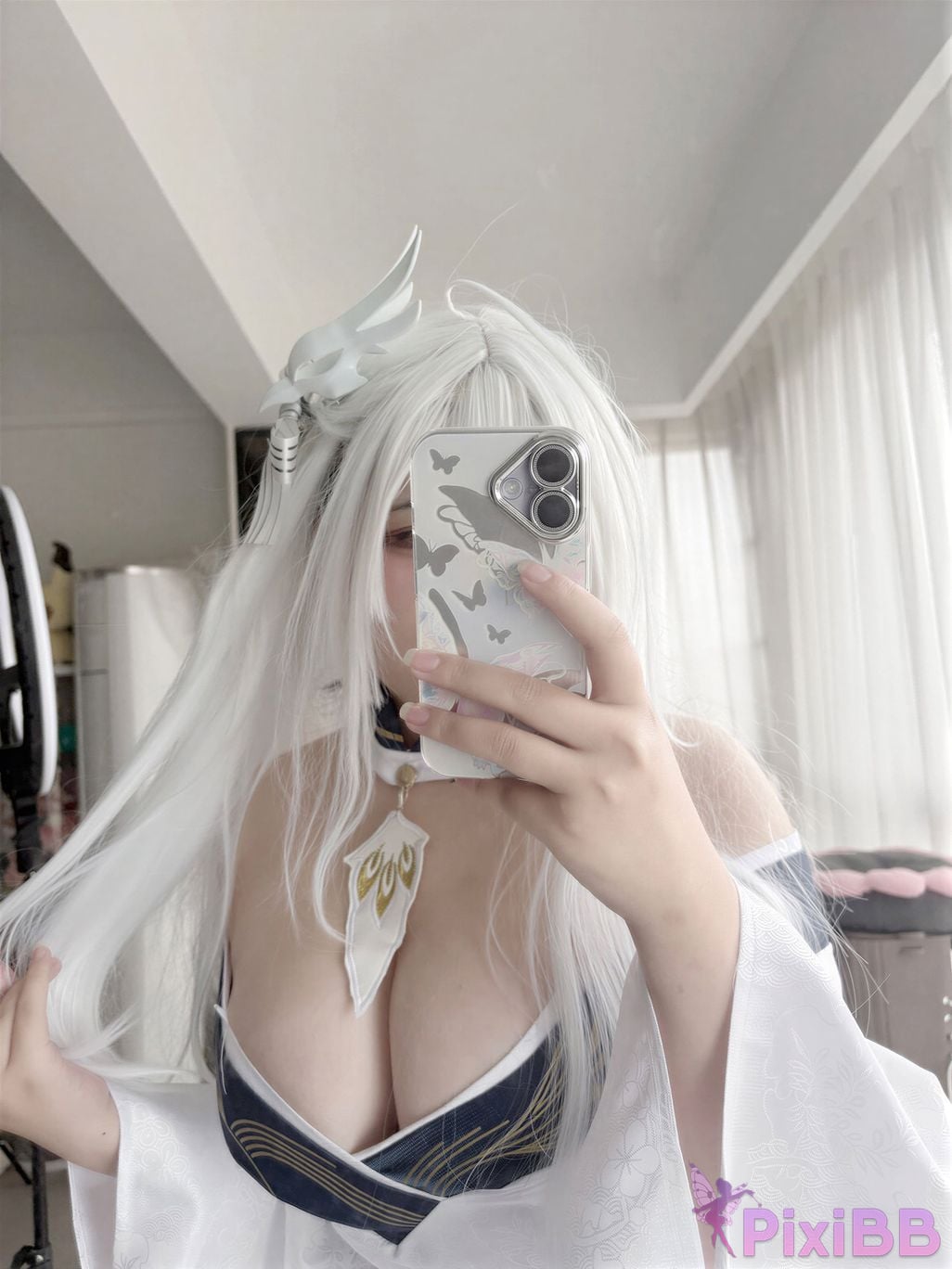 Cosplayer Ah Ban is very happy today azur lane Bai Feng kimono PixiBB.COM 055