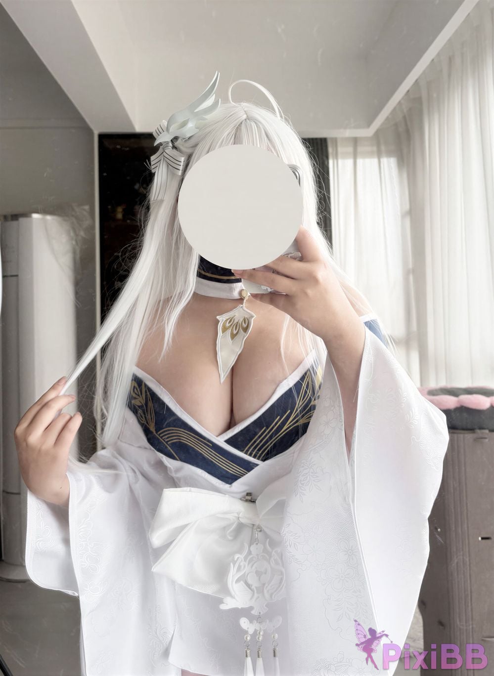 Cosplayer Ah Ban is very happy today azur lane Bai Feng kimono PixiBB.COM 057