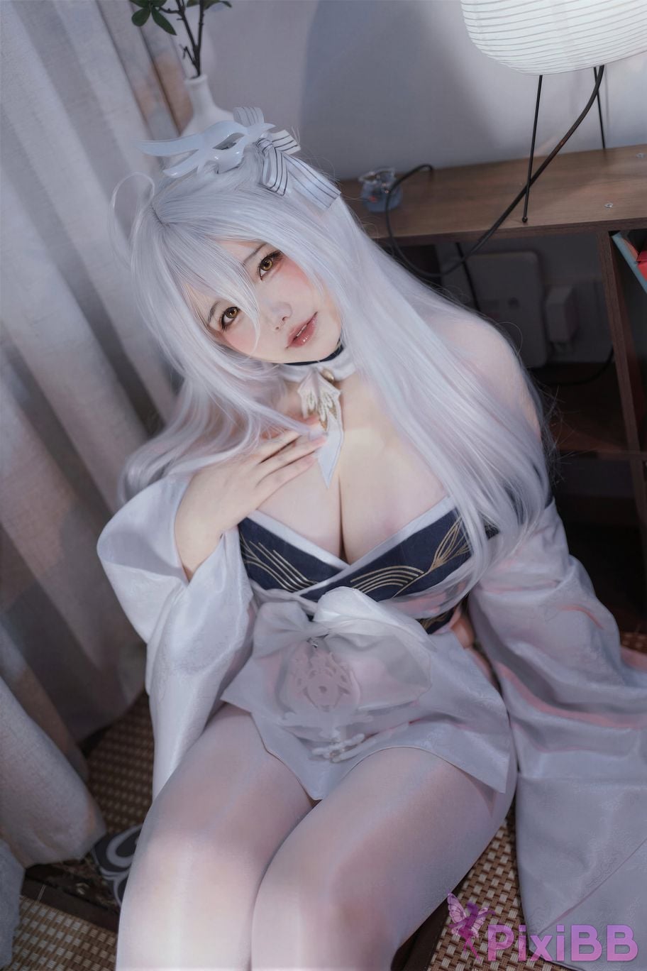 Cosplayer Ah Ban is very happy today azur lane Bai Feng kimono PixiBB.COM 060