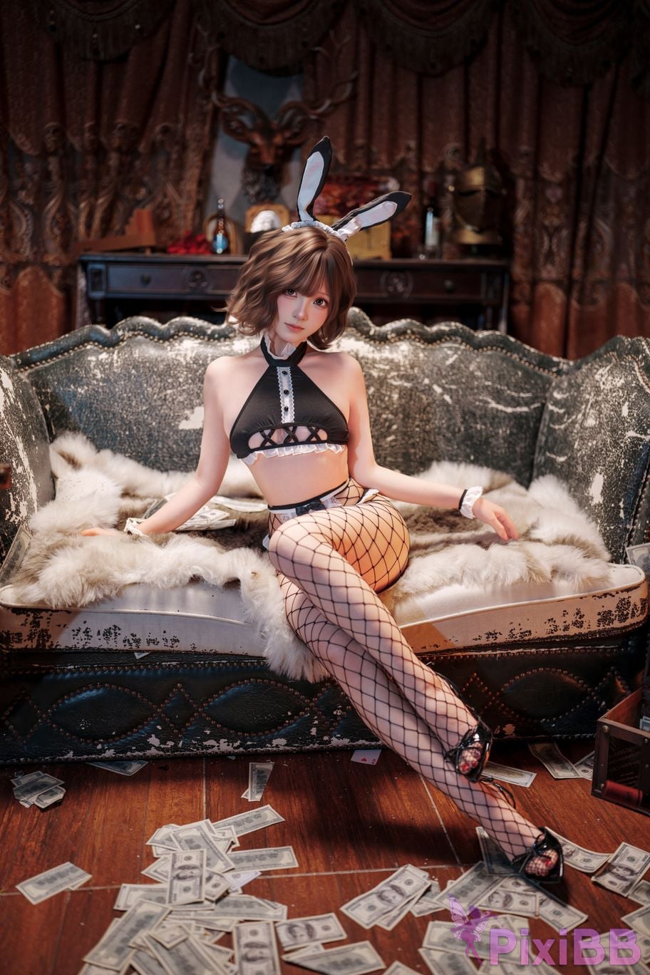 Cosplayer Bangni Bonnie Bunny girl in fishnet stockings PixiBB.COM 026
