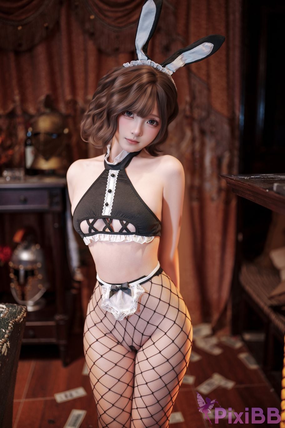 Cosplayer Bangni Bonnie Bunny girl in fishnet stockings PixiBB.COM 043